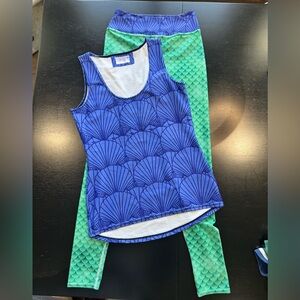 Disney inspired Athletika Blue and Green Running Outfit